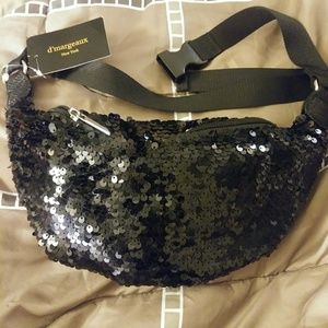 Black sequins belt bag